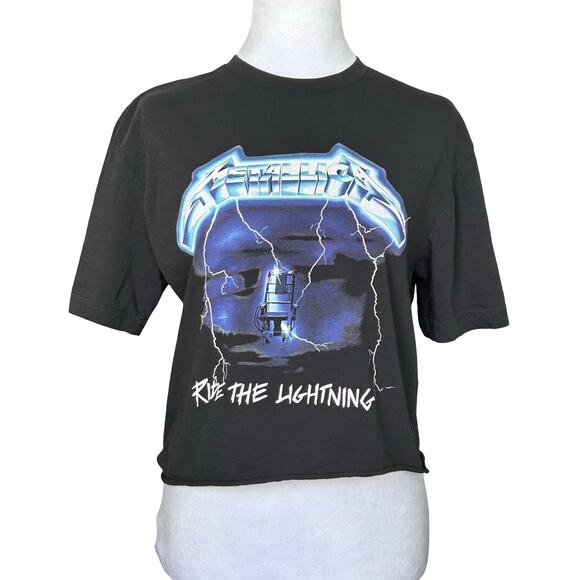 Metallica Women’s Ride The Lighting Cropped T Shirt Small Thrash Band Metal - Picture 3 of 5